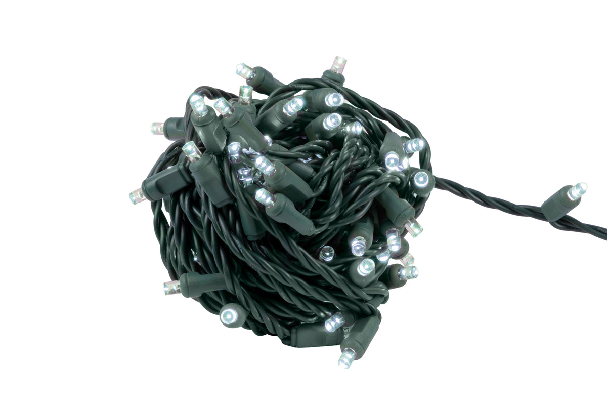 5MM Concave 70L Lights - 4" Spacing - Green Cord (Balled)