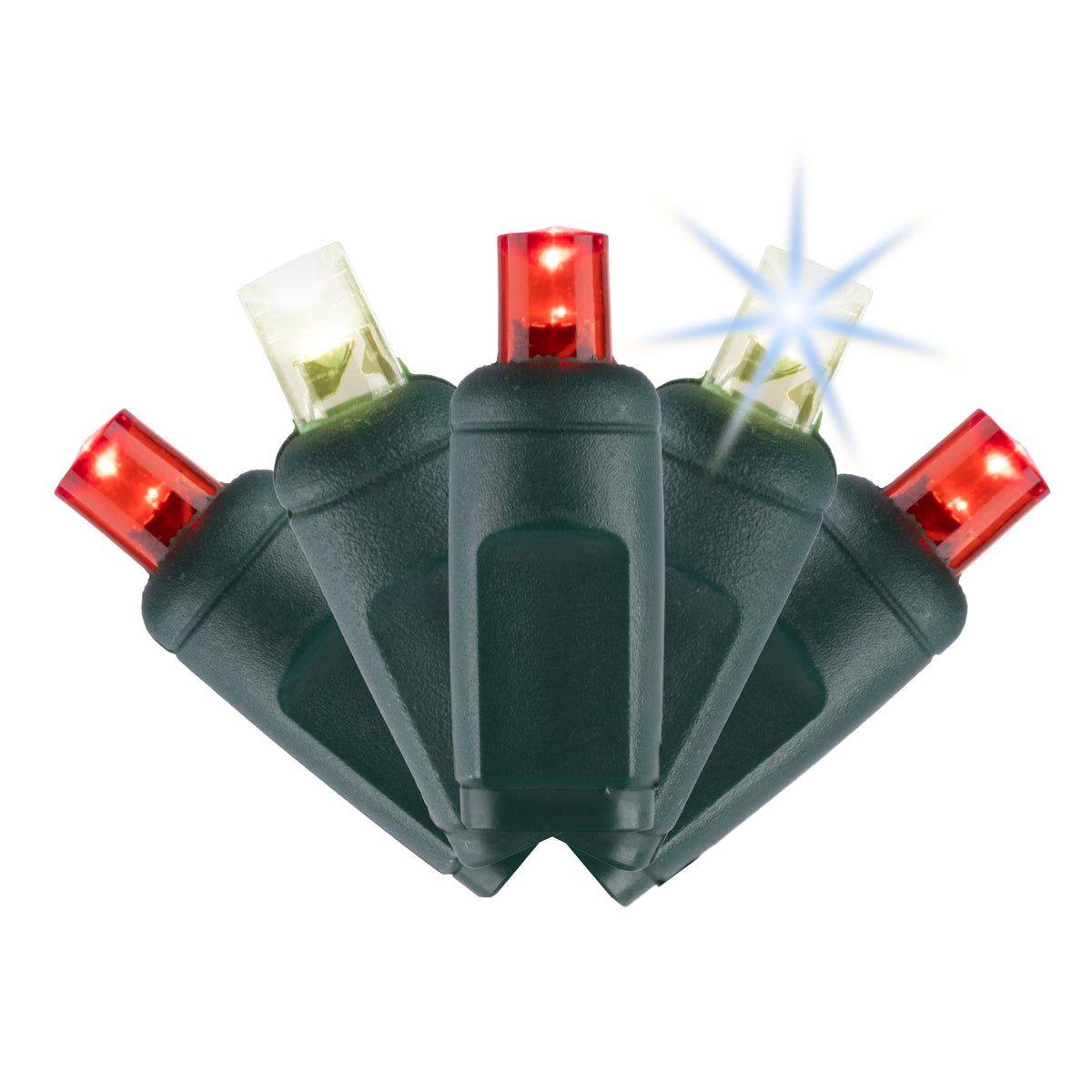 5MM Concave 70L Lights - 4" Spacing - Green Cord (Balled)
