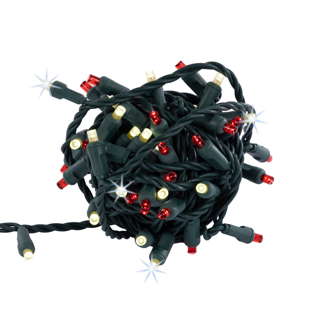 5MM Concave 70L Lights - 4" Spacing - Green Cord (Balled)