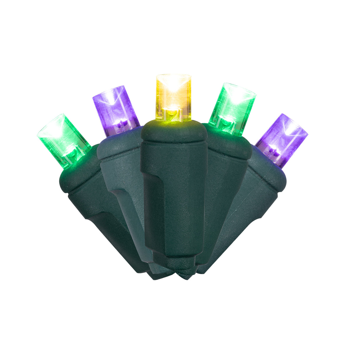 5MM Concave 70L Lights - 4" Spacing - Green Cord (Balled)