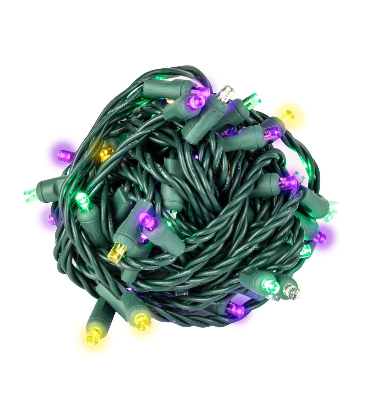 5MM Concave 70L Lights - 4" Spacing - Green Cord (Balled)