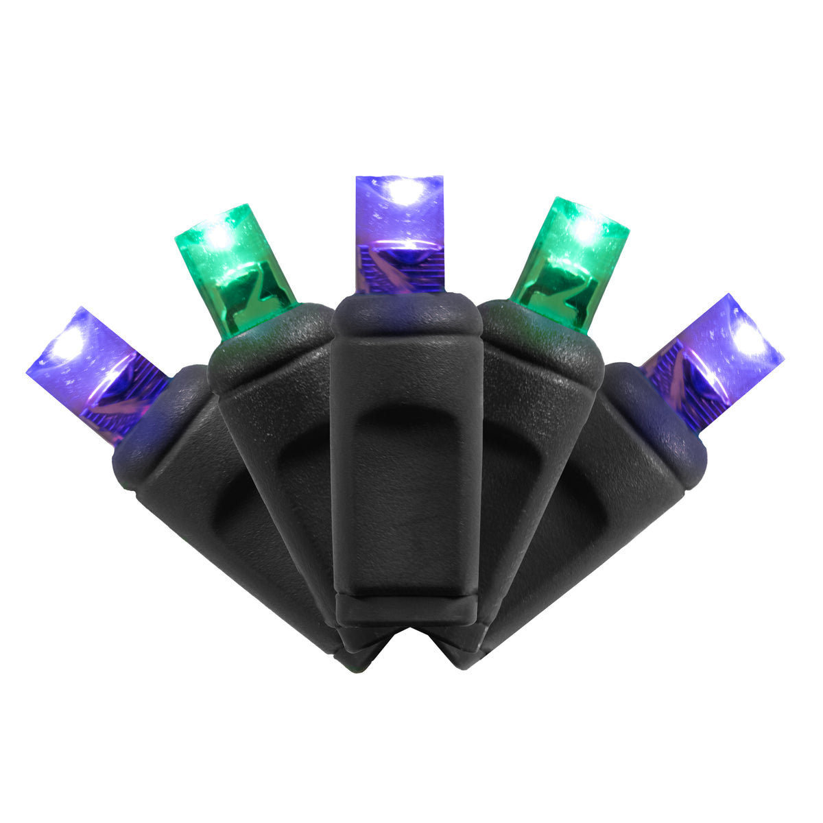 5MM Concave 50L Lights - 6" Spacing - Black Cord (Balled)