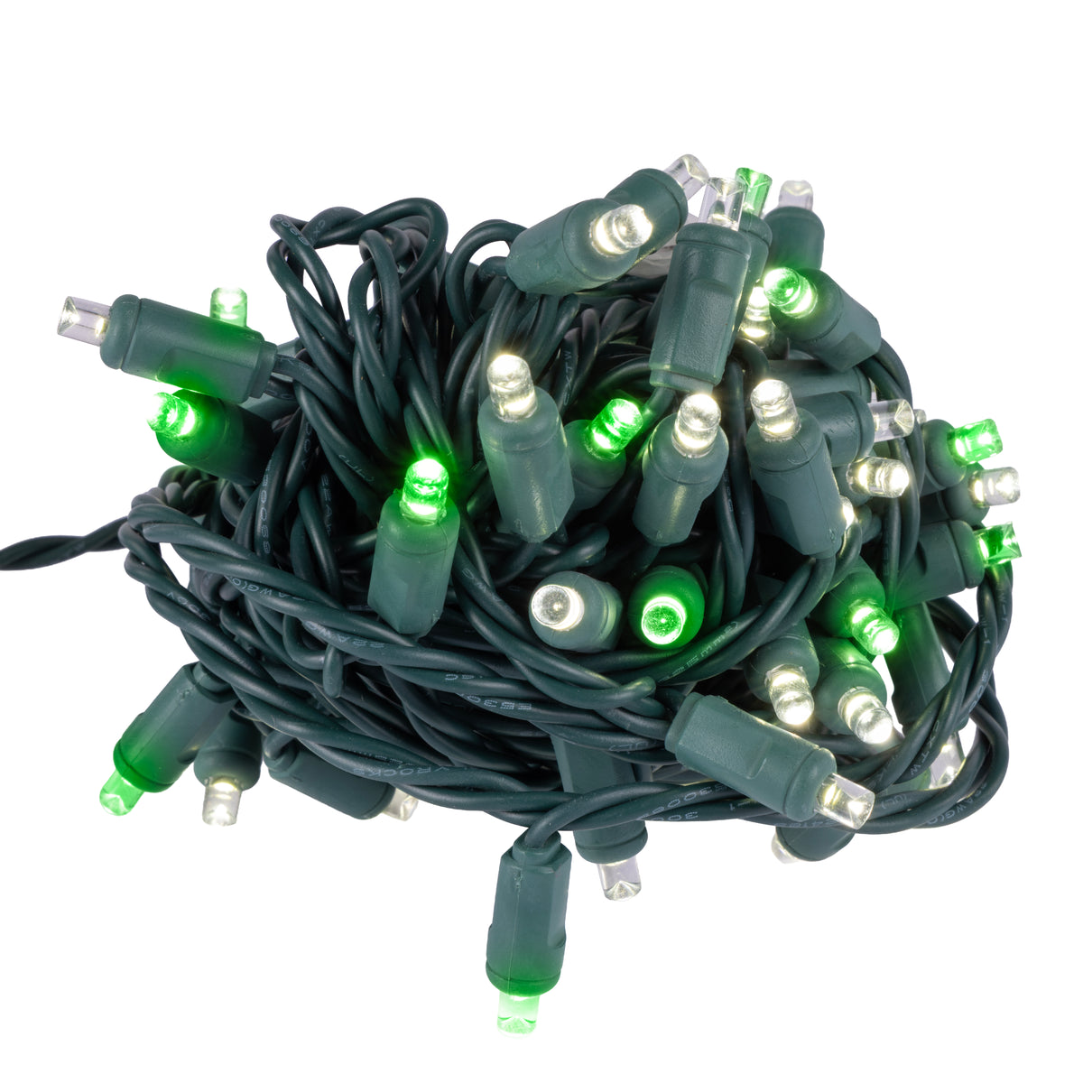 5MM Concave 50L Lights - 6" Spacing - Green Cord (Balled)