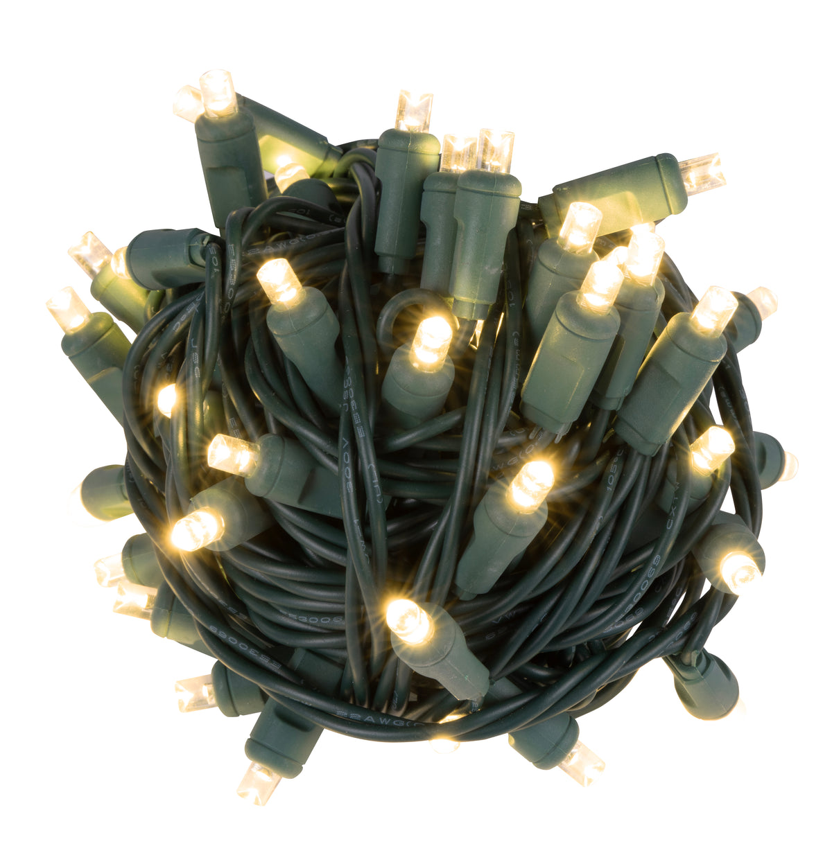 5MM Concave 50L Coax Lights - 4" & 6" Alternating Spacing - Green Cord (Balled)