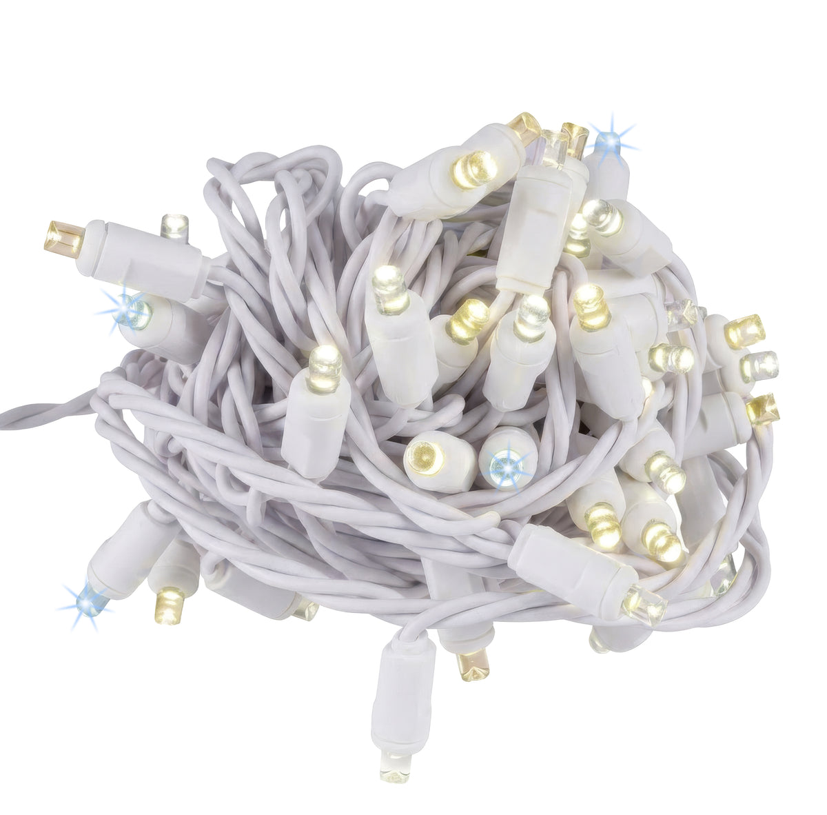 5MM Concave 70L Coax Lights - 4" Spacing - White Cord (Balled)