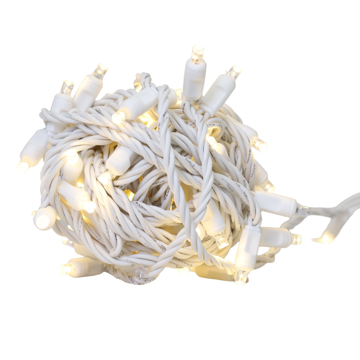 5MM Concave 70L Coax Lights - 4" Spacing - White Cord (Balled)