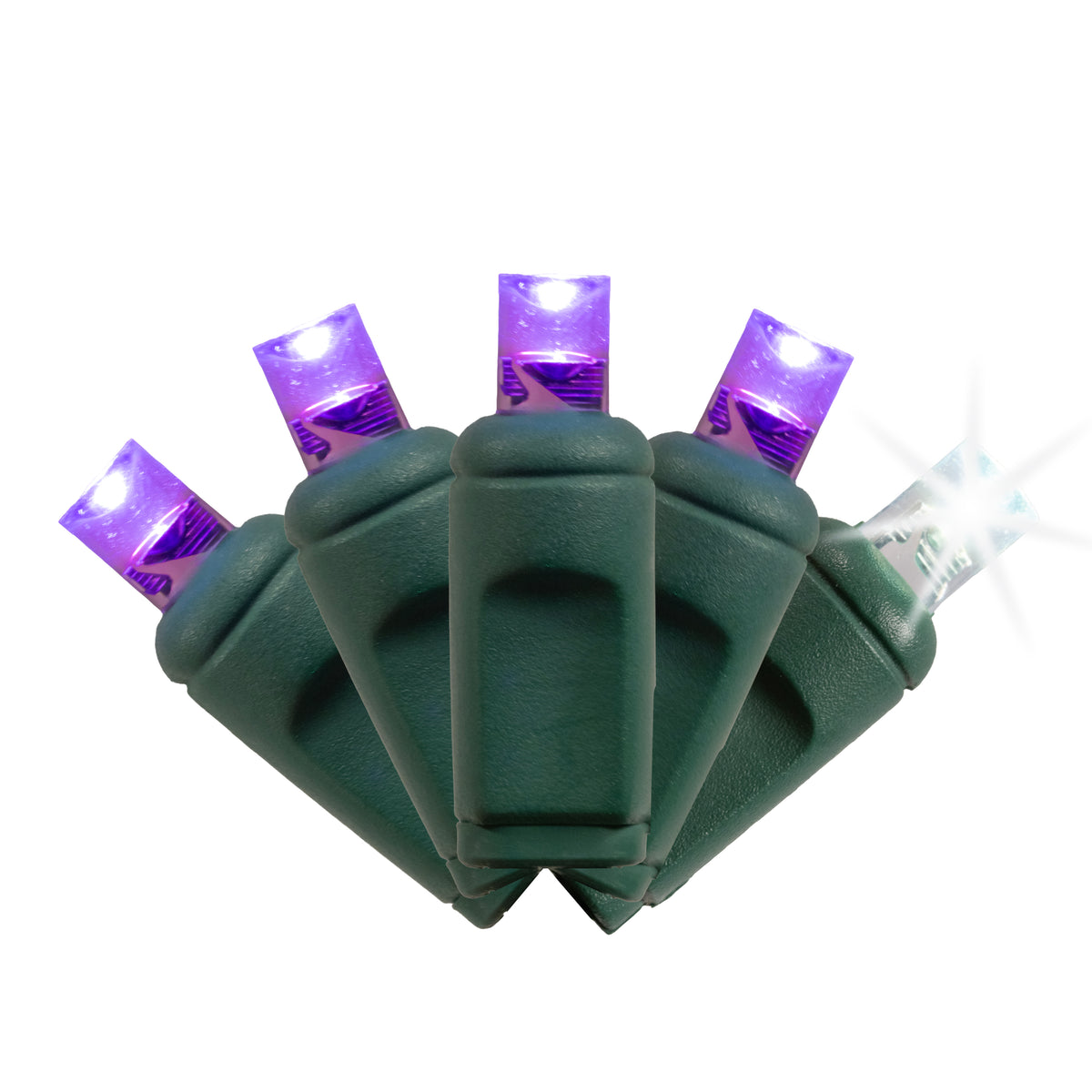 5MM Concave 50L Coax Lights - 6" Spacing - Green Cord (Balled)