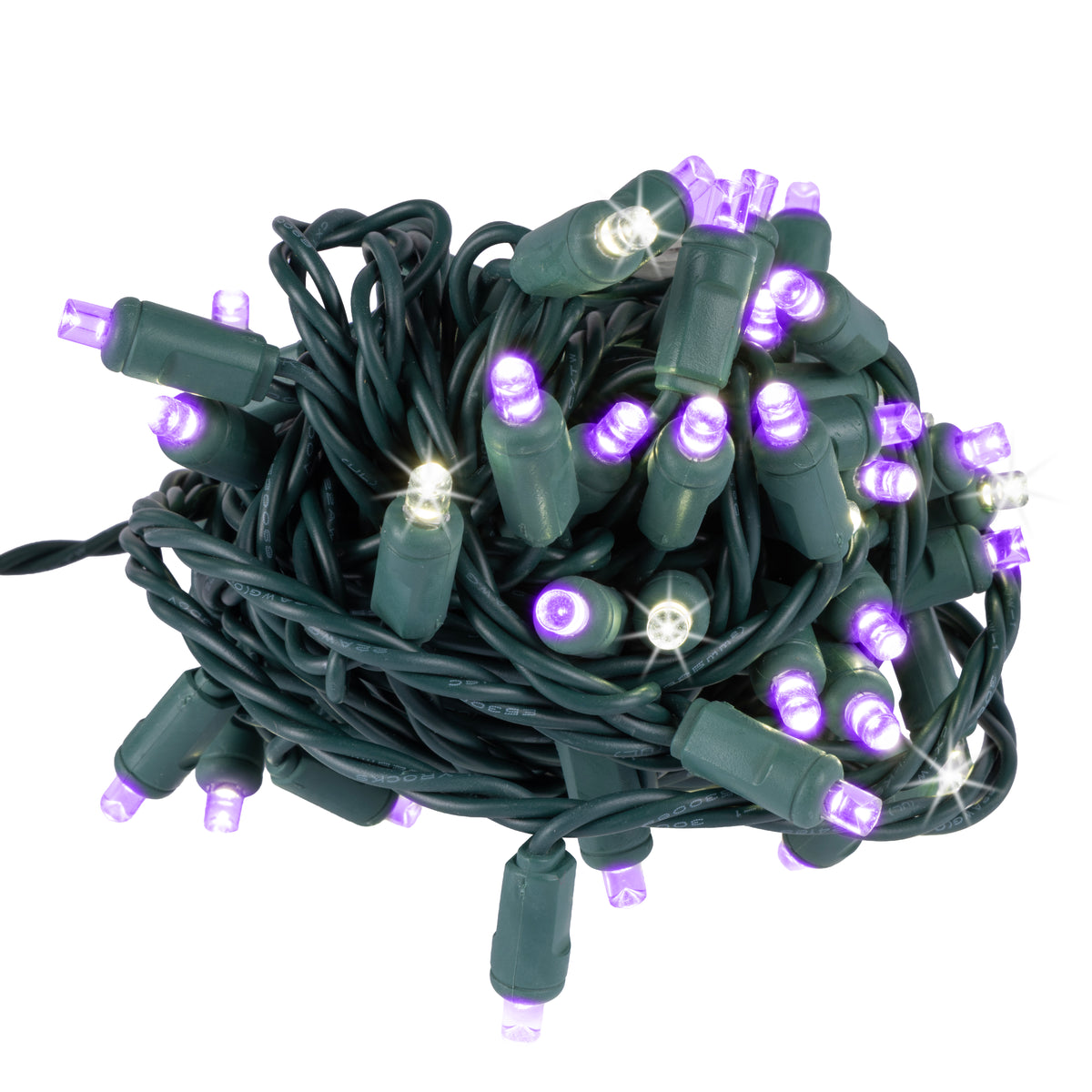 5MM Concave 50L Coax Lights - 6" Spacing - Green Cord (Balled)