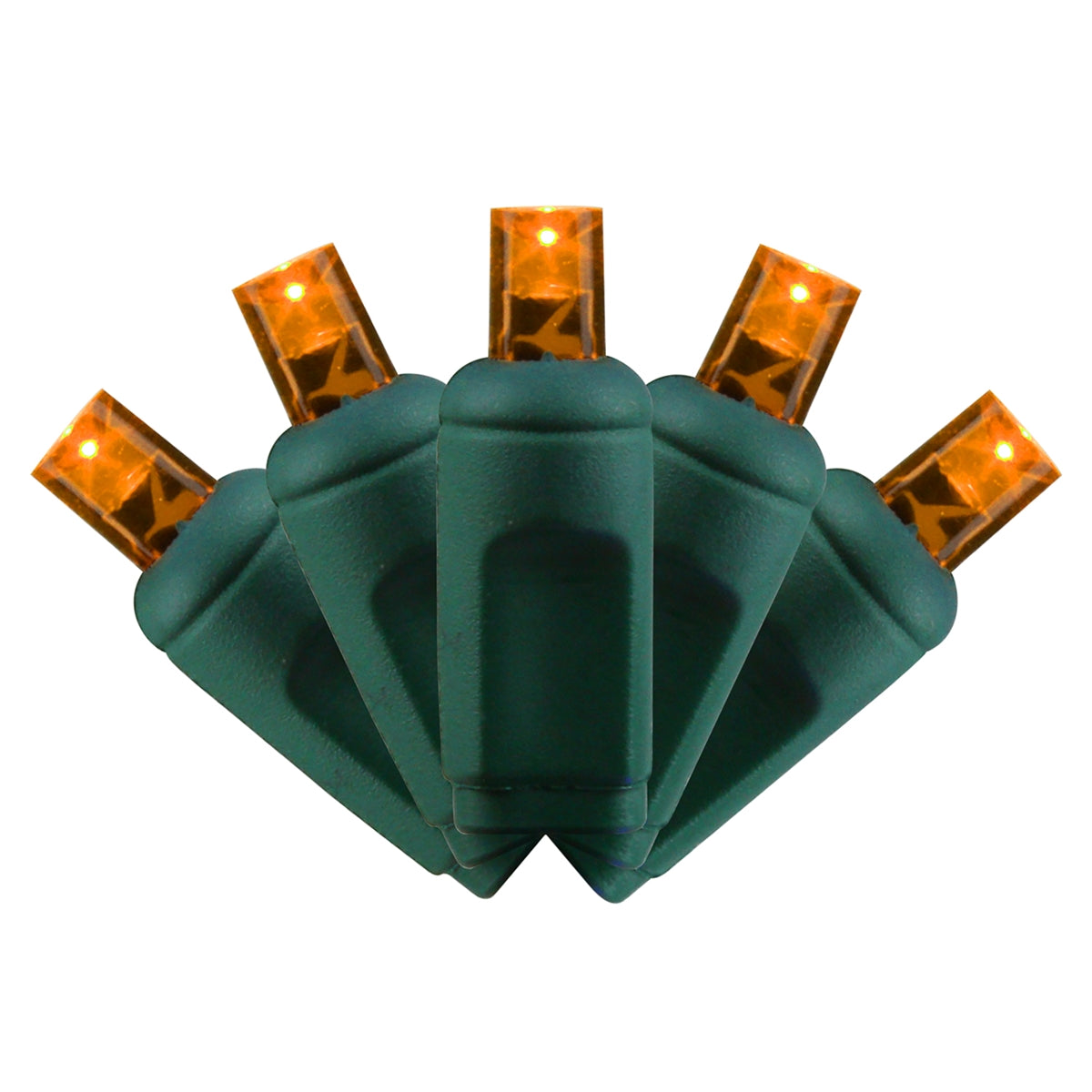 5MM Concave 50L Coax Lights - 6" Spacing - Green Cord (Balled)