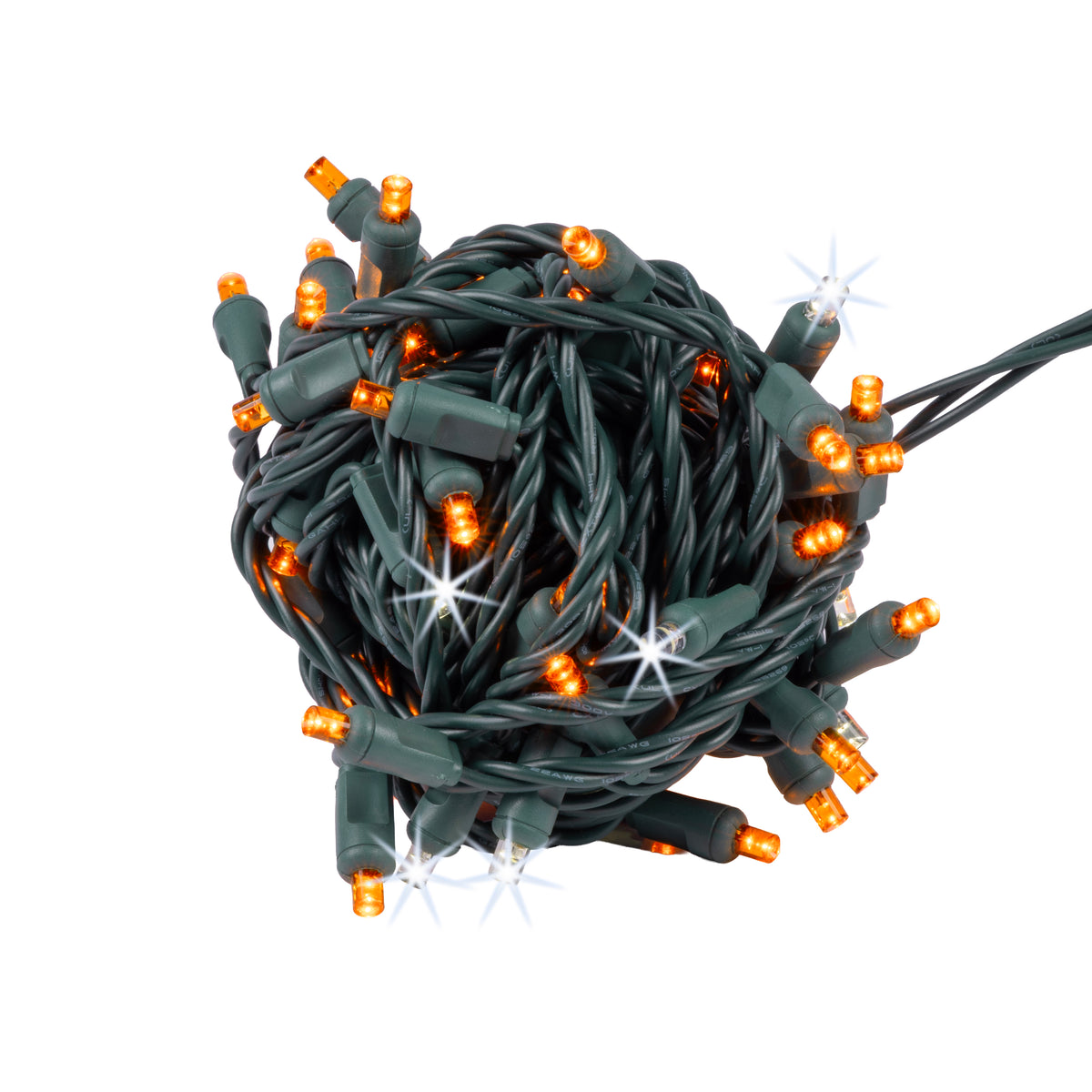 5MM Concave 50L Coax Lights - 6" Spacing - Green Cord (Balled)
