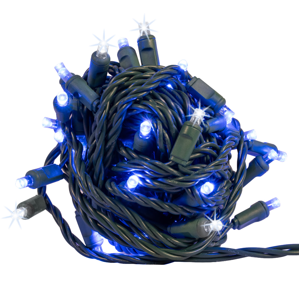 5MM Concave 50L Coax Lights - 6" Spacing - Green Cord (Balled)