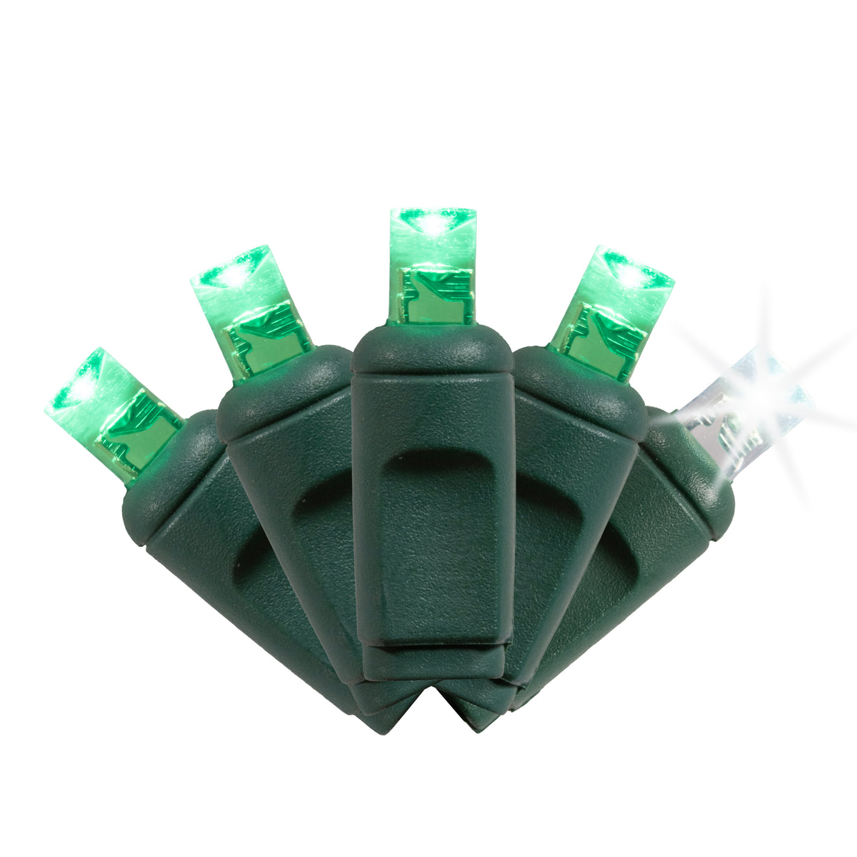 5MM Concave 50L Coax Lights - 6" Spacing - Green Cord (Balled)