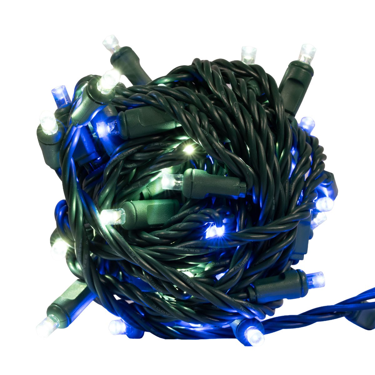 5MM Concave 50L Coax Lights - 6" Spacing - Green Cord (Balled)