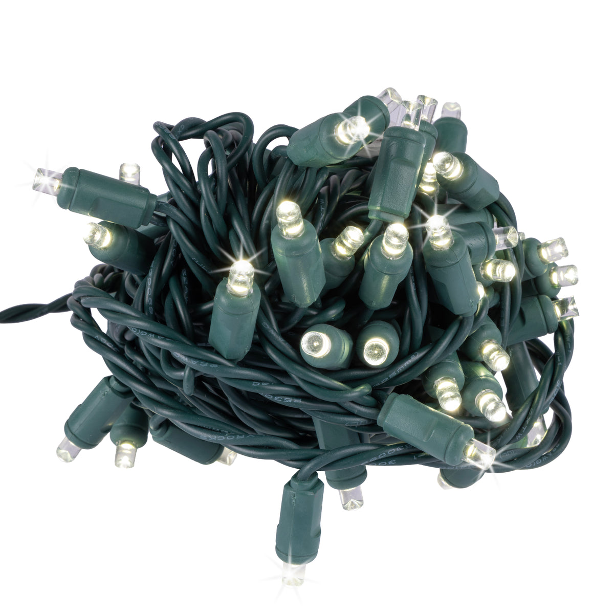5MM Concave 50L Coax Lights - 6" Spacing - Green Cord (Balled)