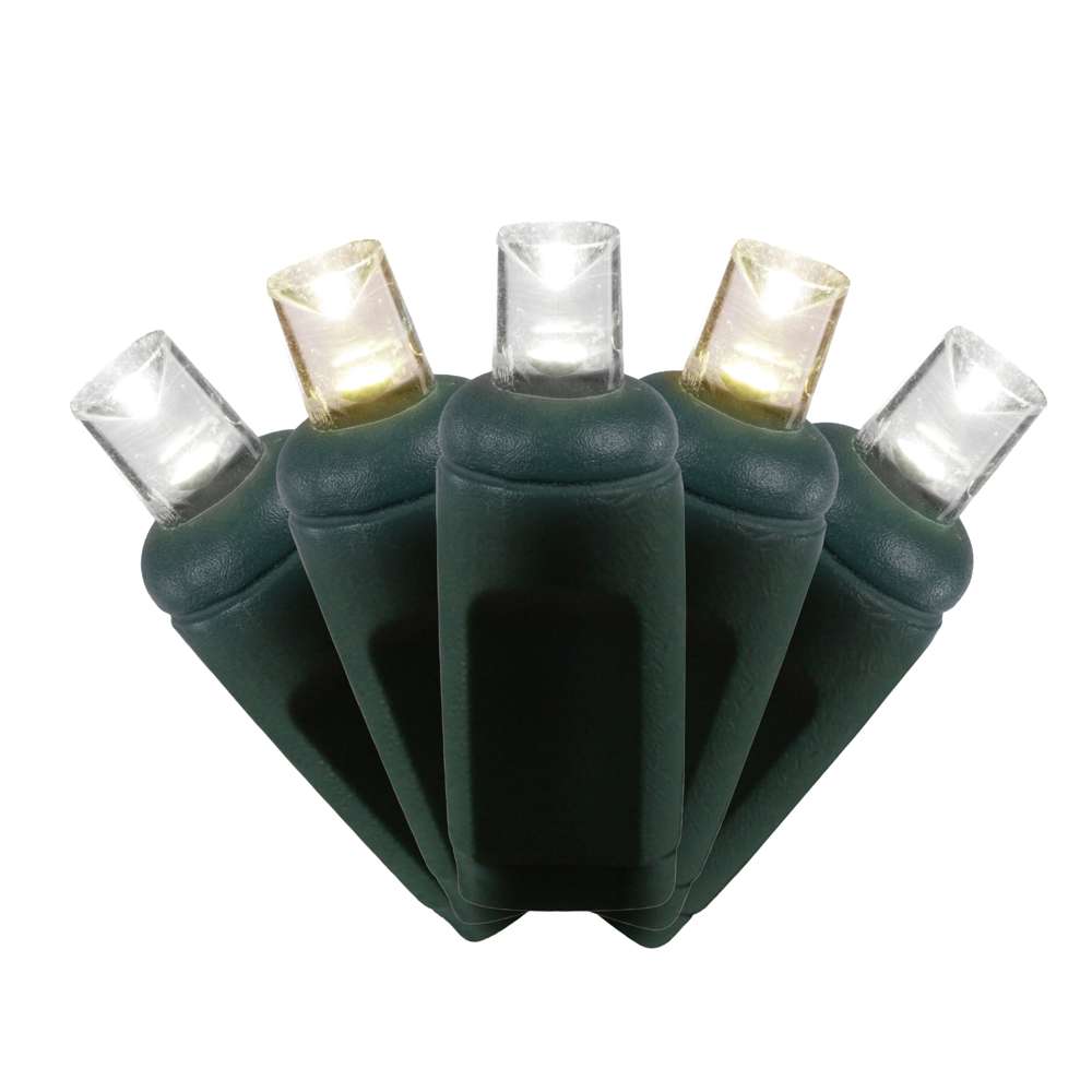 5MM Concave 50L Coax Lights - 6" Spacing - Green Cord (Balled)