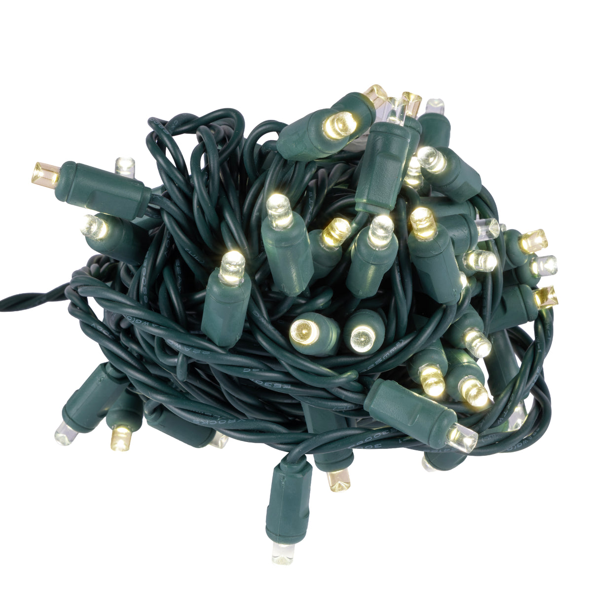 5MM Concave 50L Coax Lights - 6" Spacing - Green Cord (Balled)