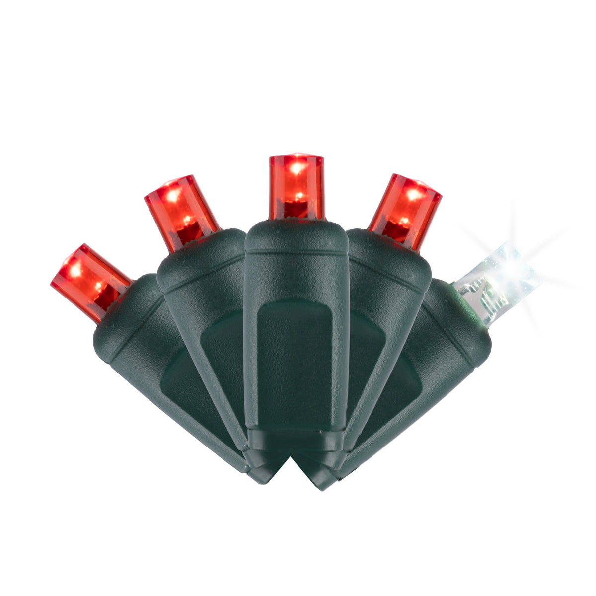 5MM Concave 50L Coax Lights - 6" Spacing - Green Cord (Balled)