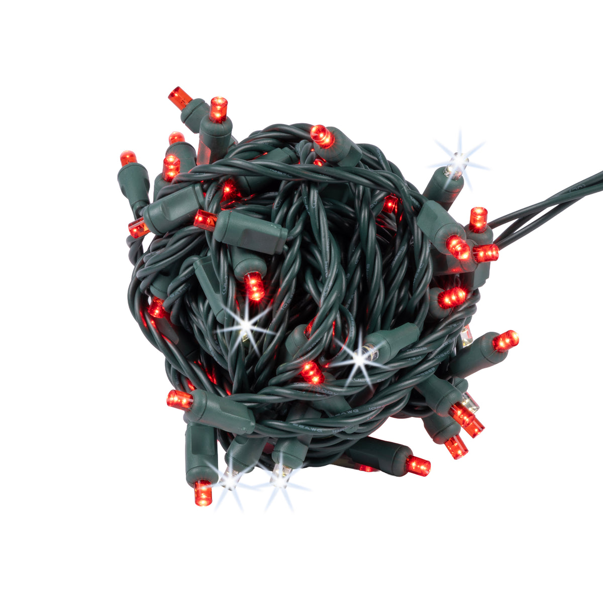 5MM Concave 50L Coax Lights - 6" Spacing - Green Cord (Balled)