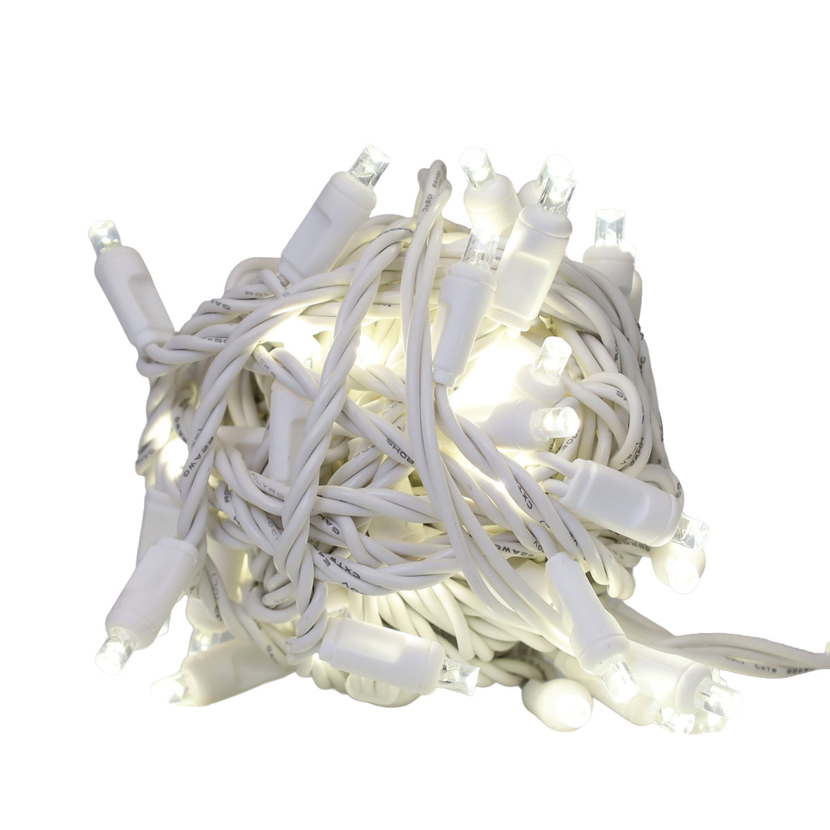 5MM Concave 50L Coax Lights - 6" Spacing - White Cord (Balled)