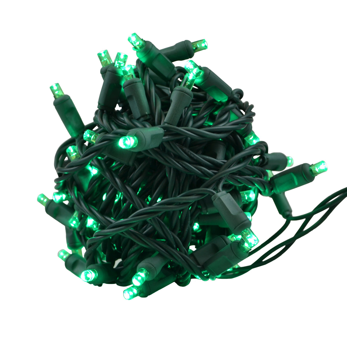 5MM Concave 70L Coax Lights - 4" Spacing - Green Cord (Balled)