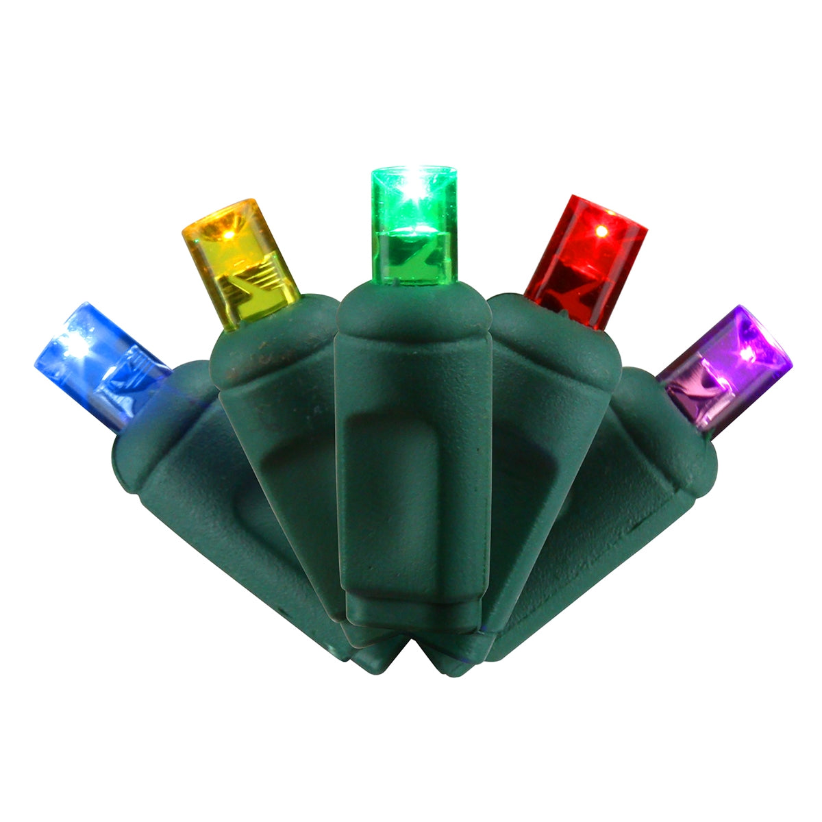 5MM Concave 70L Coax Lights - 4" Spacing - Green Cord (Balled)