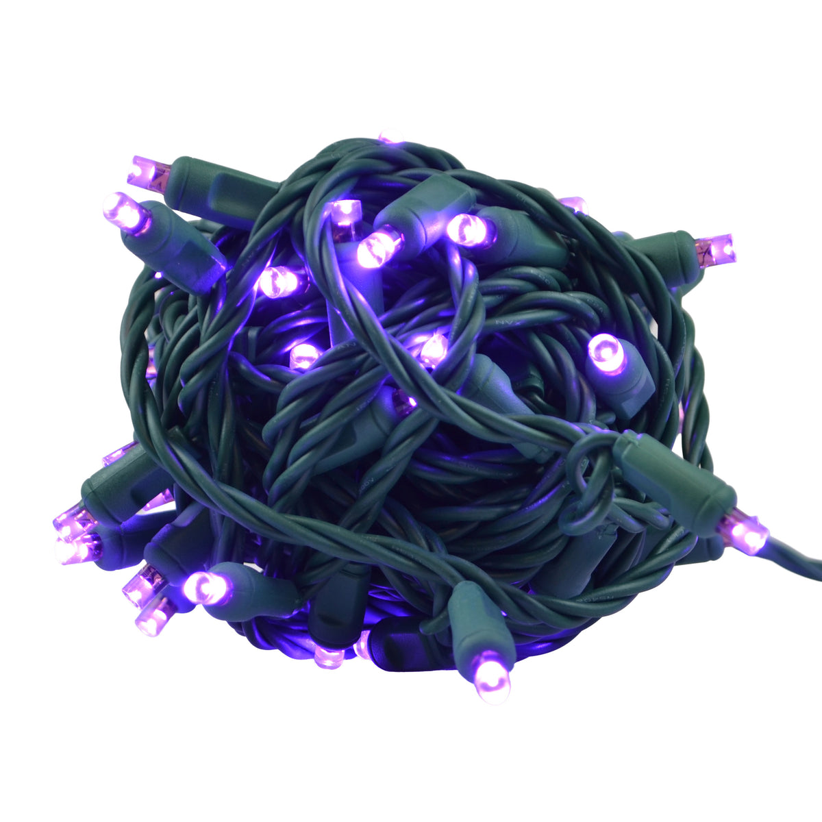 5MM Concave 70L Coax Lights - 4" Spacing - Green Cord (Balled)