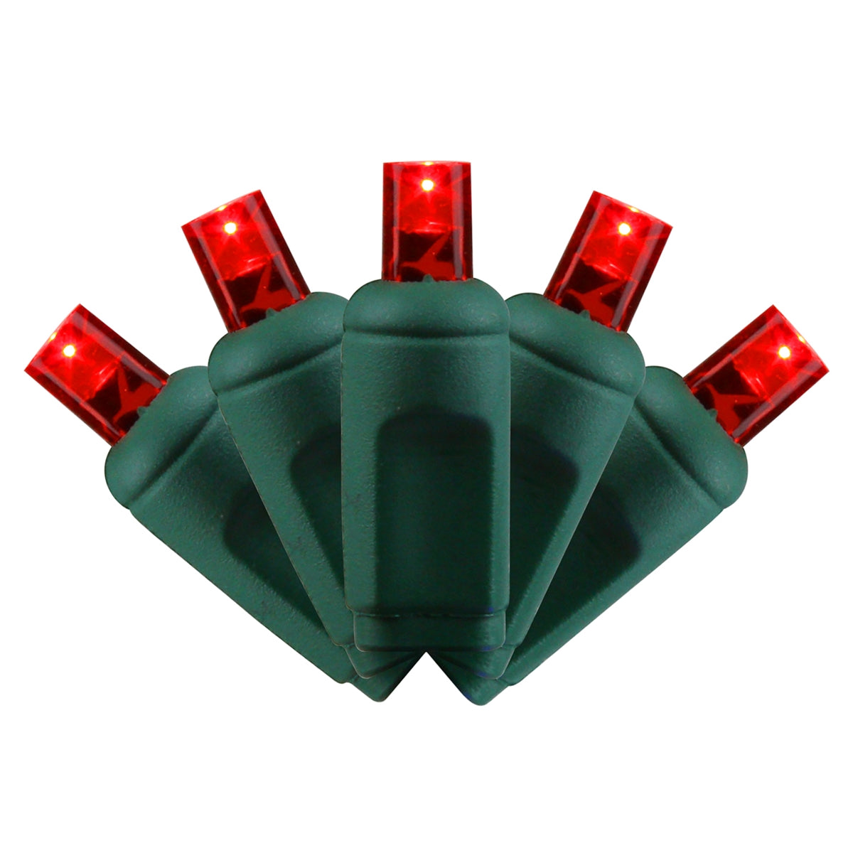 5MM Concave 70L Coax Lights - 4" Spacing - Green Cord (Balled)