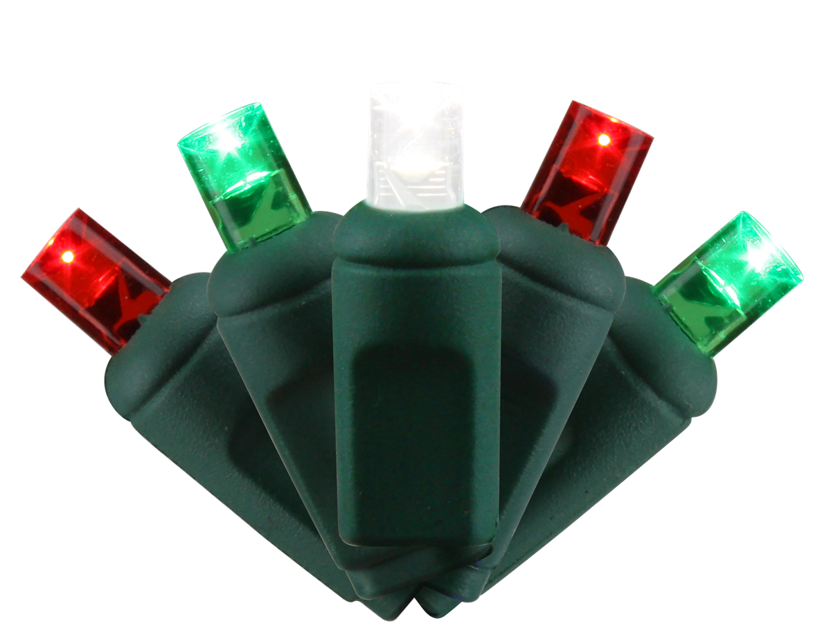 5MM Concave 70L Coax Lights - 4" Spacing - Green Cord (Balled)