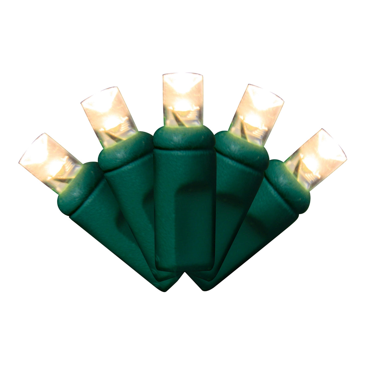 5MM Concave 70L Coax Lights - 4" Spacing - Green Cord (Balled)