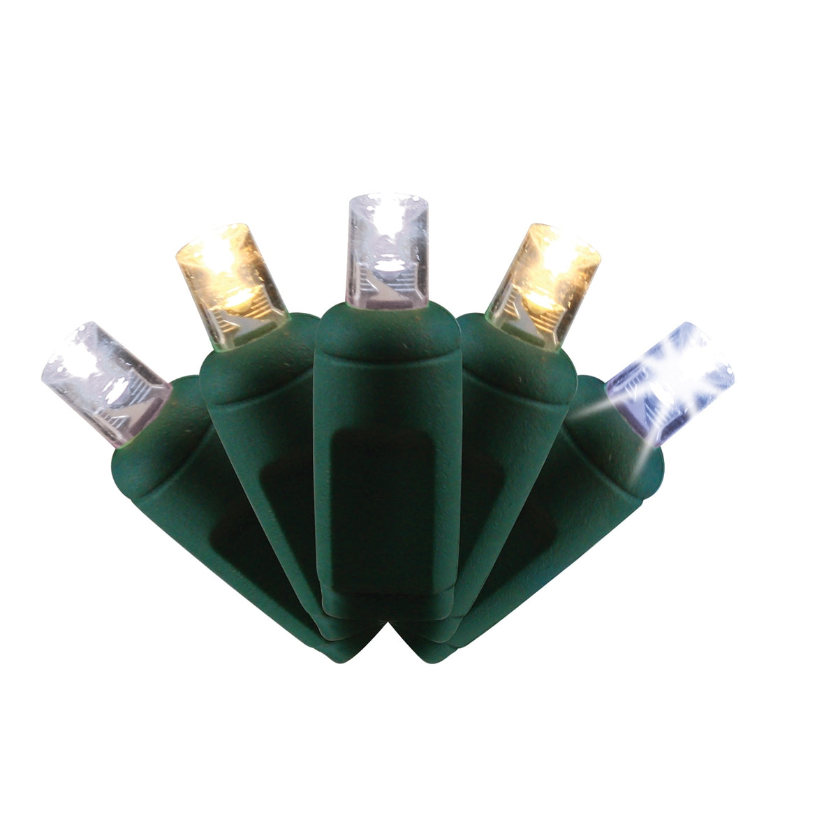 5MM Concave 70L Coax Lights - 4" Spacing - Green Cord (Balled)