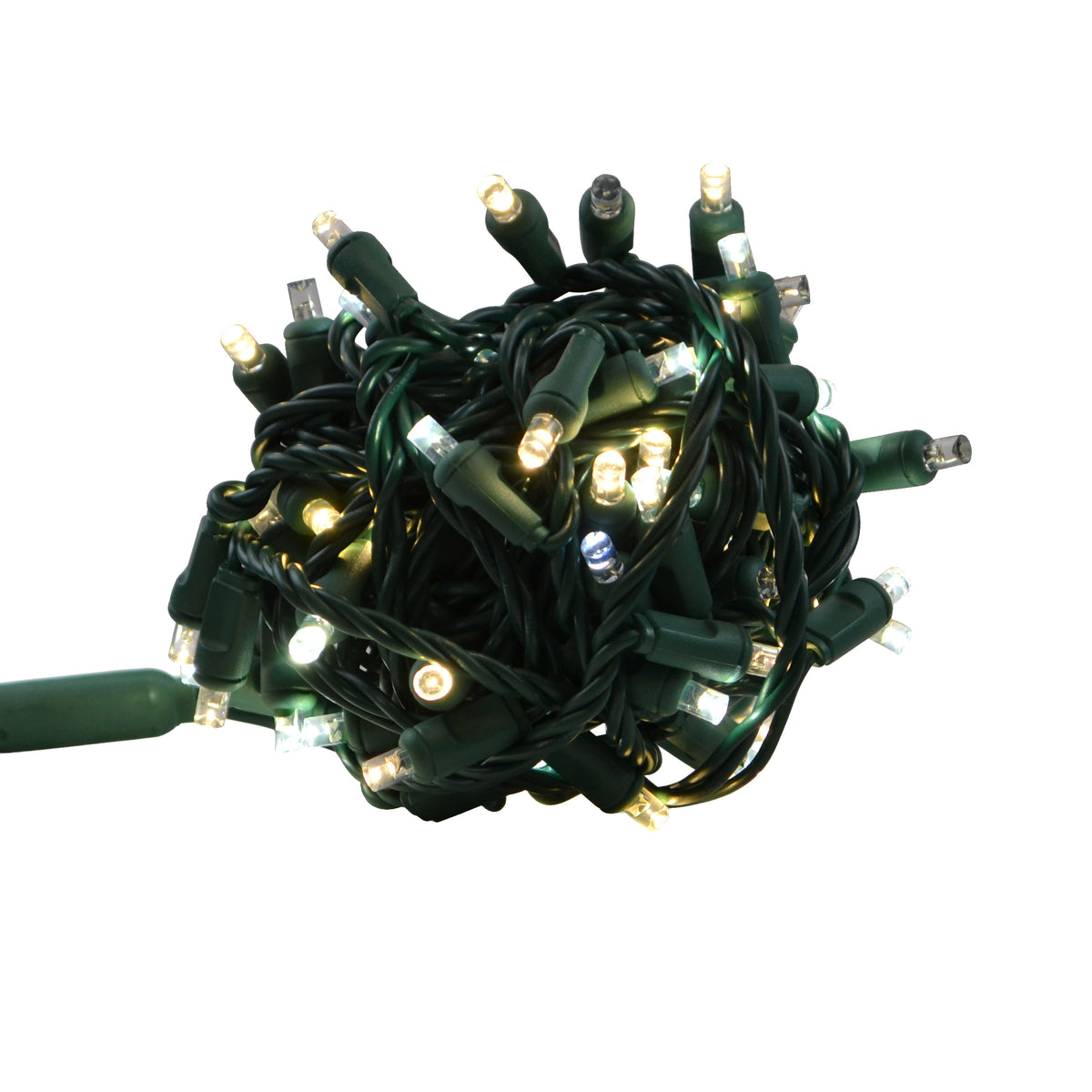 5MM Concave 70L Coax Lights - 4" Spacing - Green Cord (Balled)