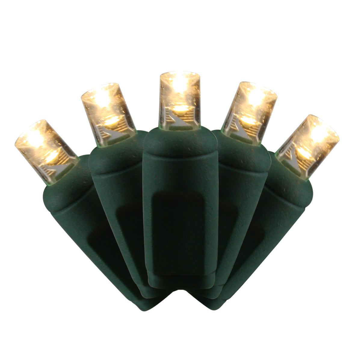 5MM Concave 70L Coax Lights - 6" Spacing - Green Cord (Balled)