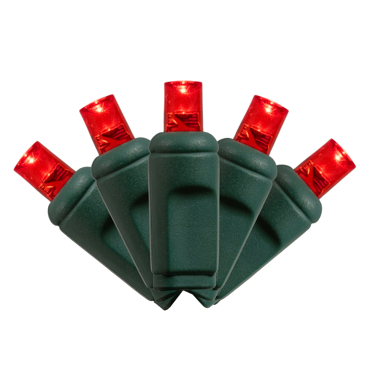 5MM Concave 70L Coax Lights - 6" Spacing - Green Cord (Balled)