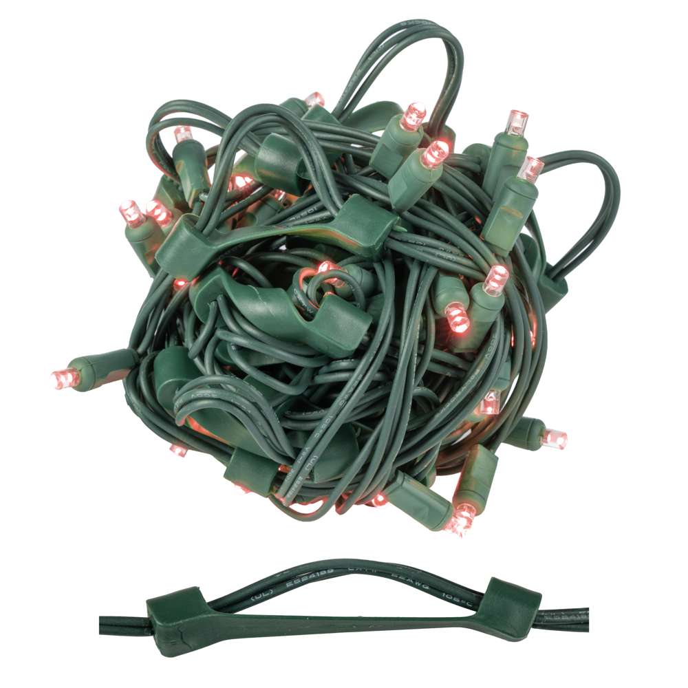 5MM Concave 70L Coax Lights - 6" Spacing - Green Cord (Balled)