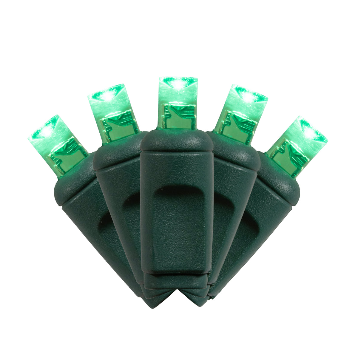 5MM Concave 70L Coax Lights - 6" Spacing - Green Cord (Balled)