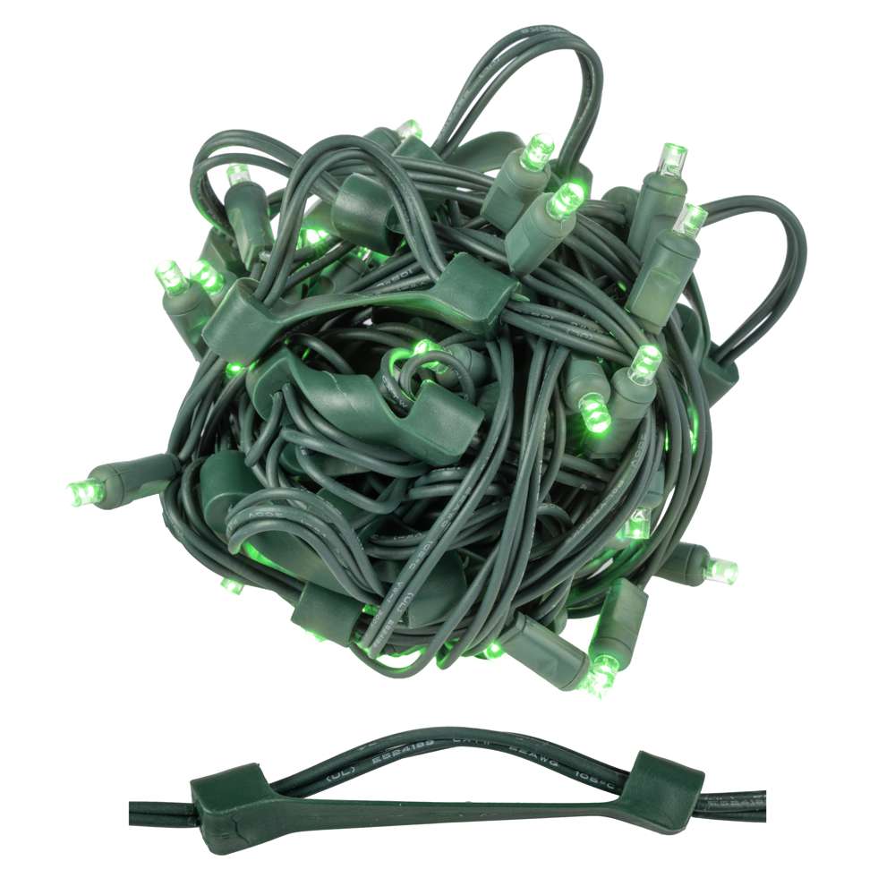 5MM Concave 70L Coax Lights - 6" Spacing - Green Cord (Balled)
