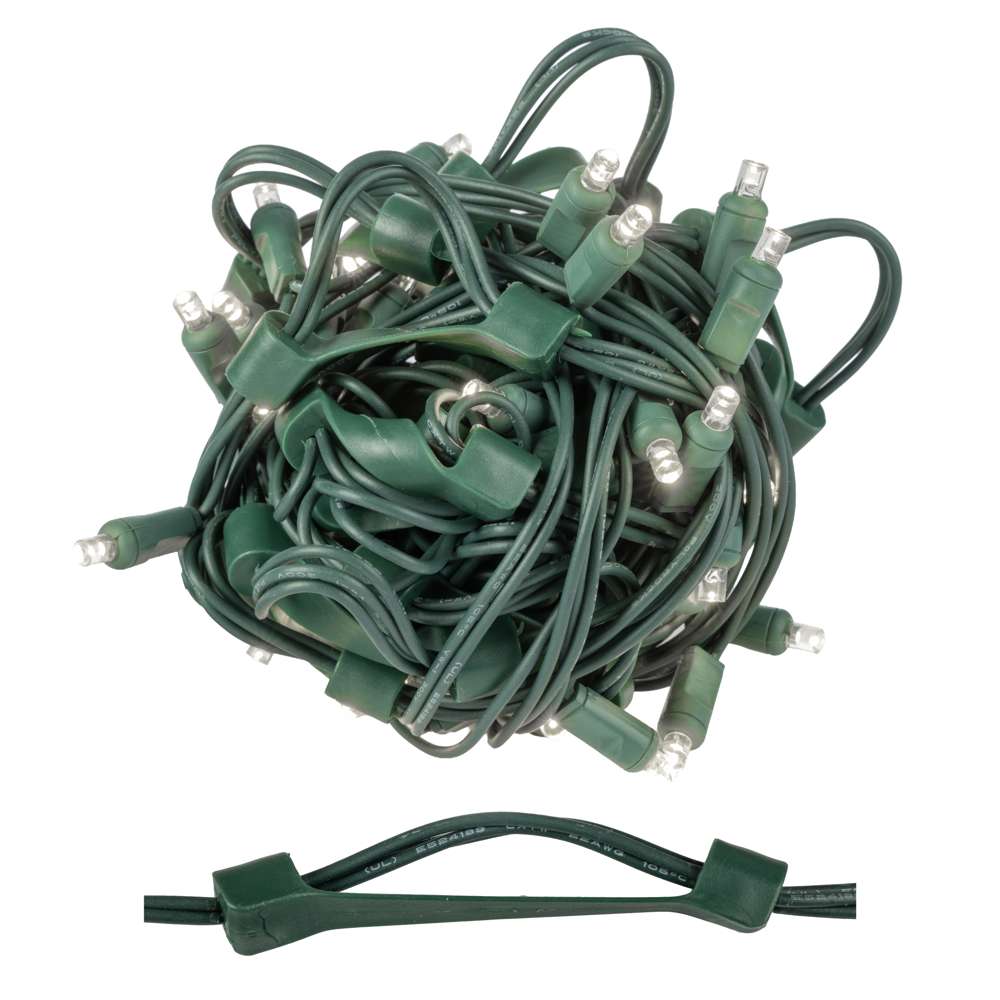 5MM Concave 70L Coax Lights - 6" Spacing - Green Cord (Balled)