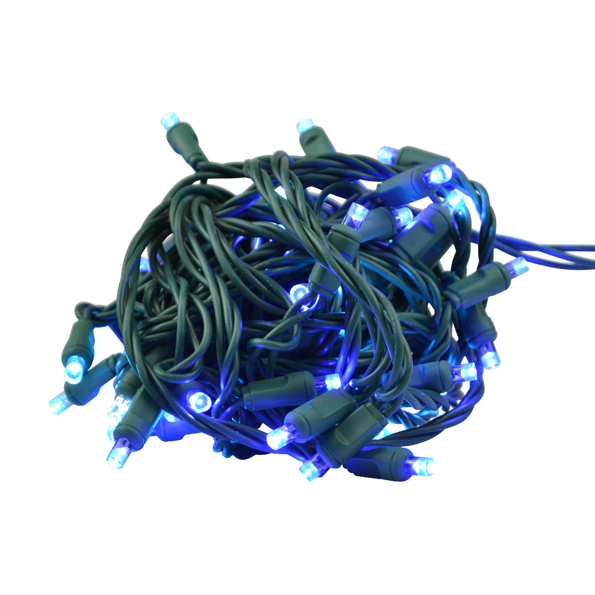 5MM Concave 70L Coax Lights - 4" Spacing - Green Cord (Balled)