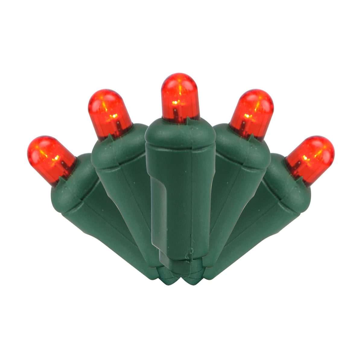 5MM Convex 50L Lights - 4" Spacing - Green Cord (Retail Box)