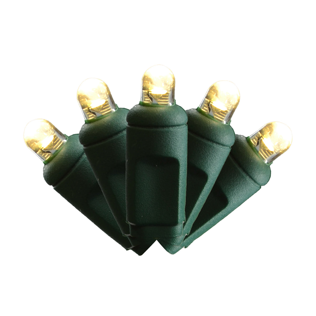 5MM Convex 50L Lights - 4" Spacing - Green Cord (Retail Box)