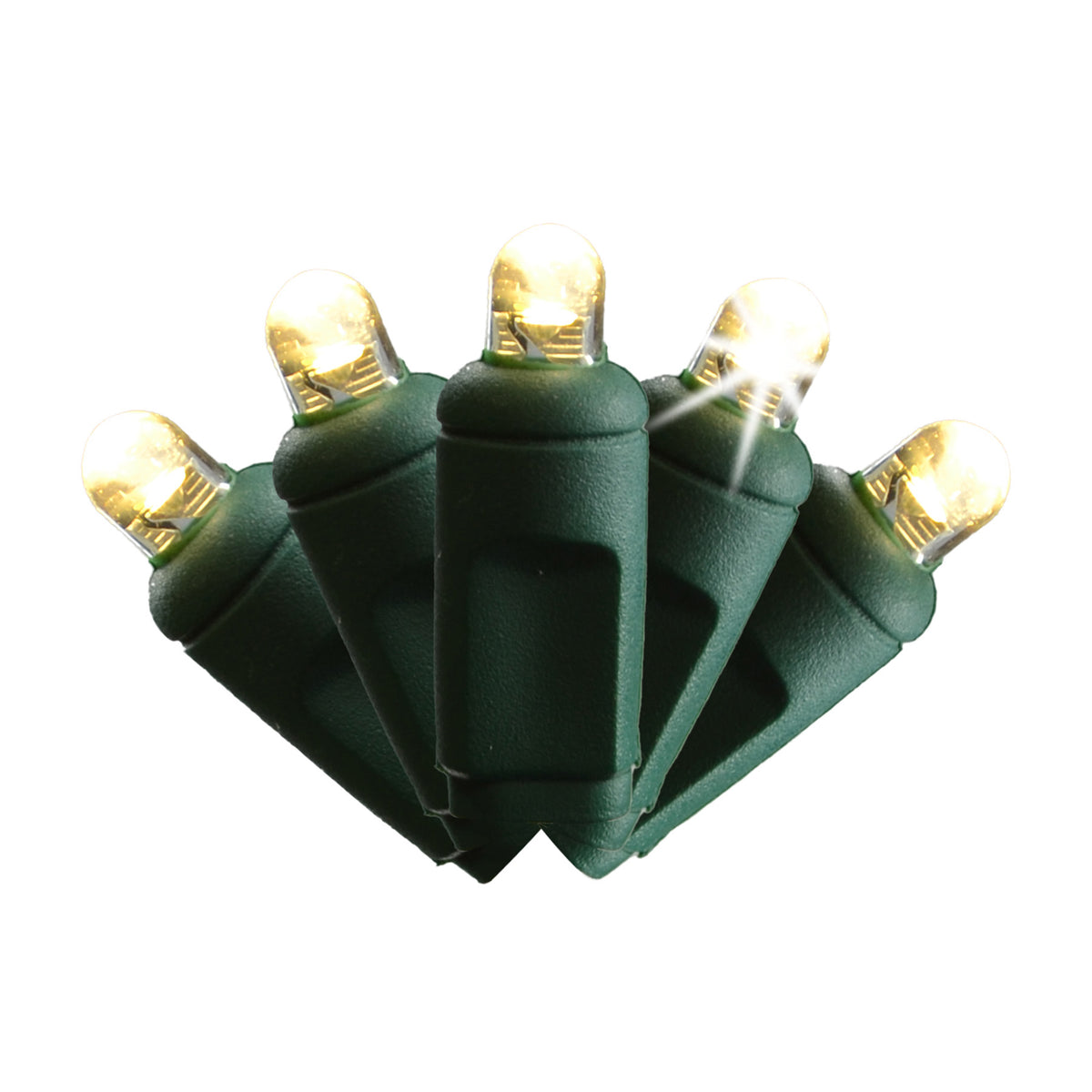 5MM Convex 50L Lights - 6" Spacing - Green Cord (Retail Box)