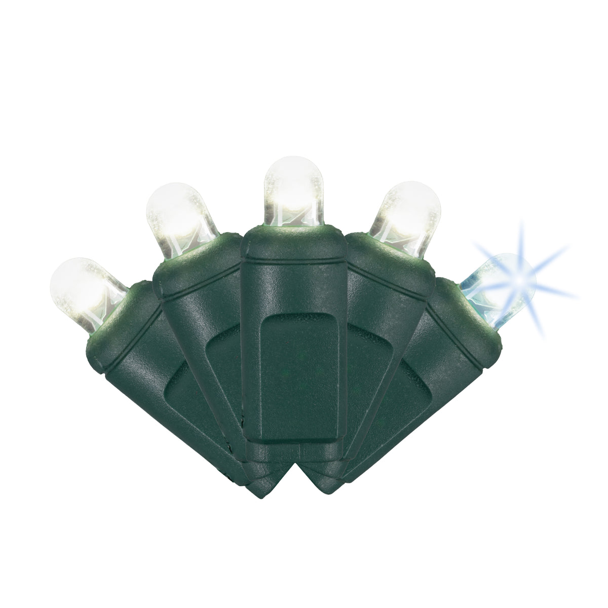 5MM Convex 50L Lights - 6" Spacing - Green Cord (Retail Box)