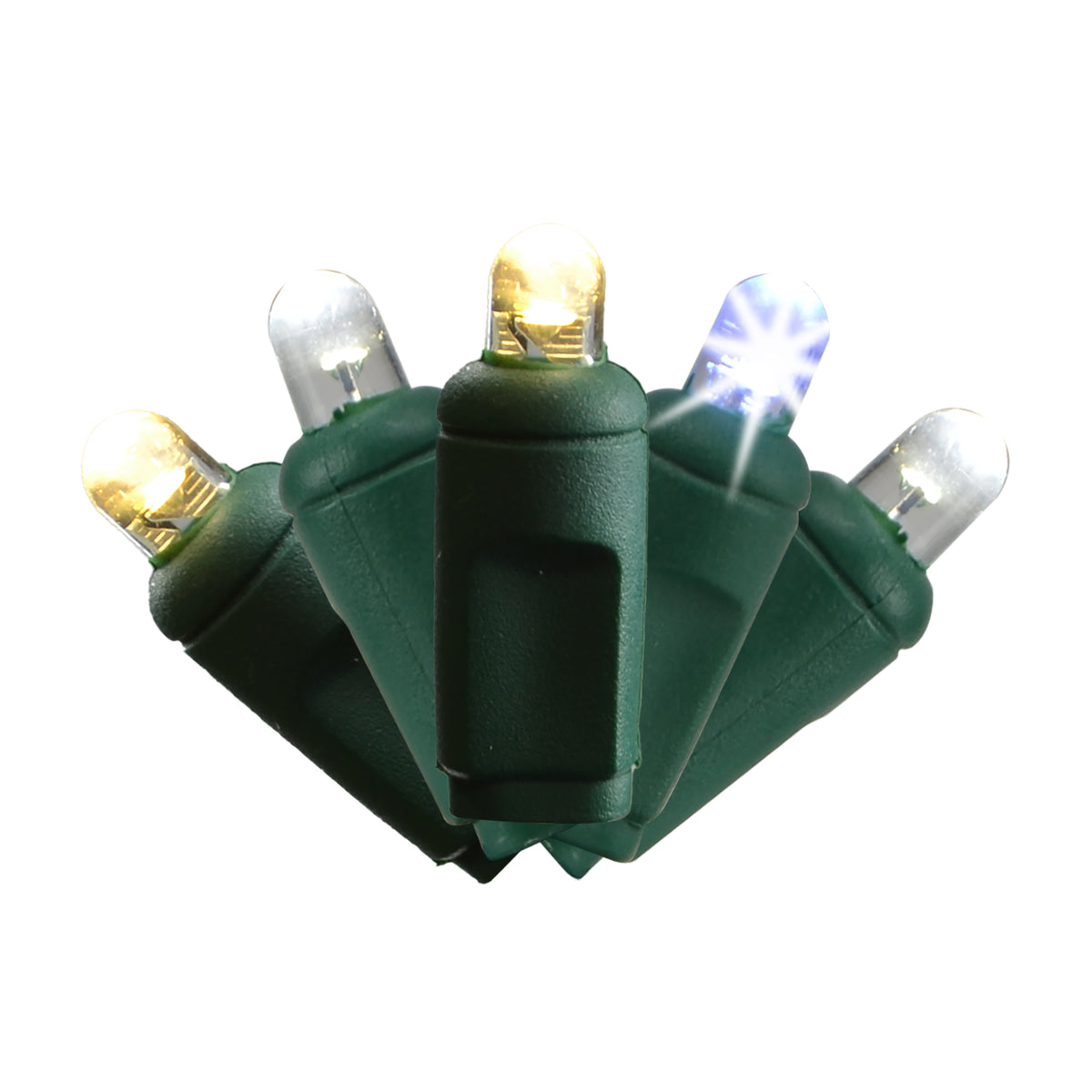 5MM Convex 50L Lights - 6" Spacing - Green Cord (Retail Box)