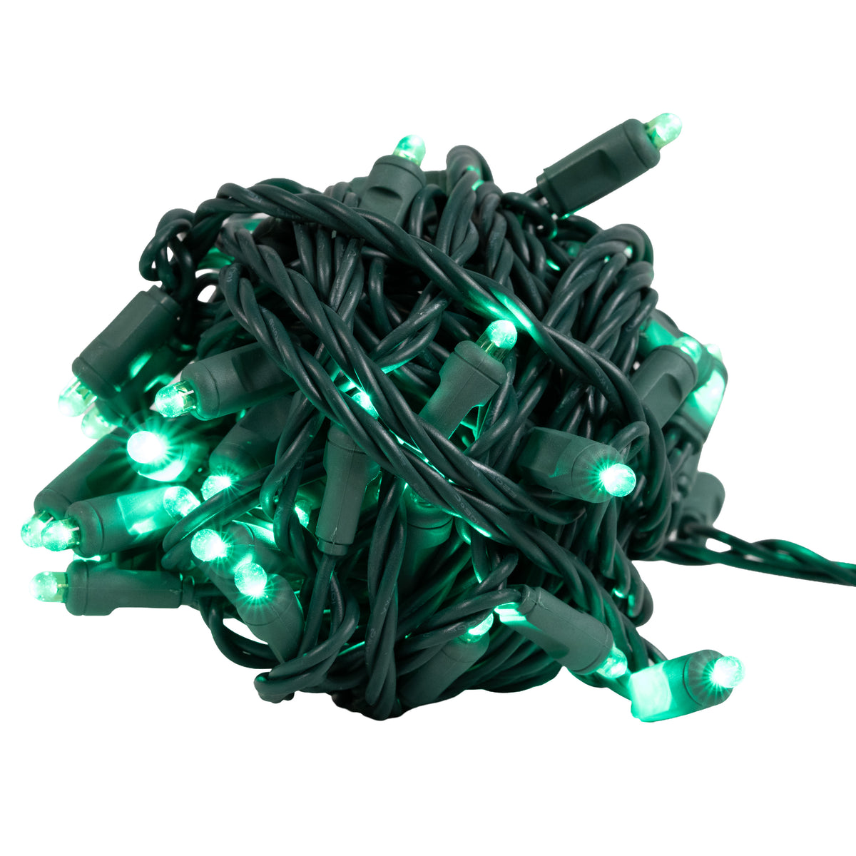 5MM Convex 50L Lights - 6" Spacing - Green Cord (Balled)
