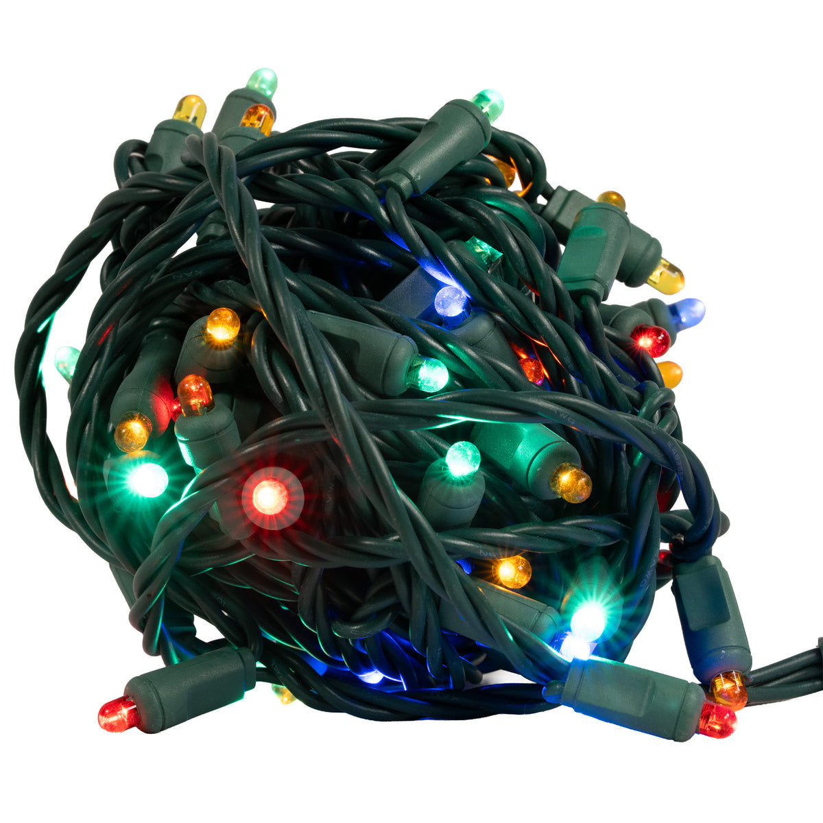 5MM Convex 50L Lights - 6" Spacing - Green Cord (Balled)