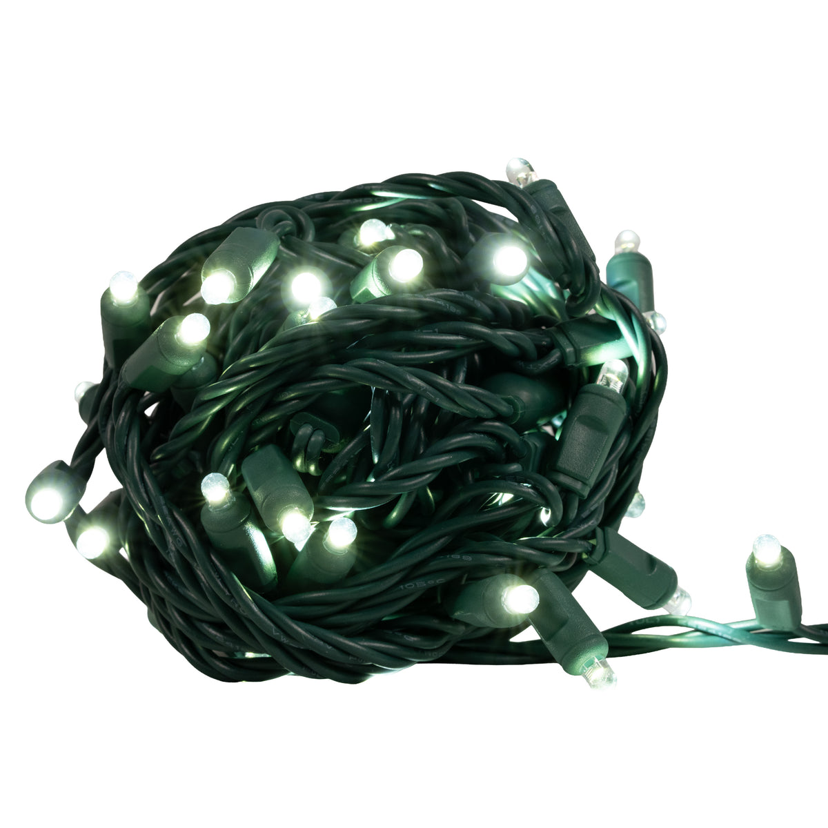 5MM Convex 50L Lights - 6" Spacing - Green Cord (Balled)