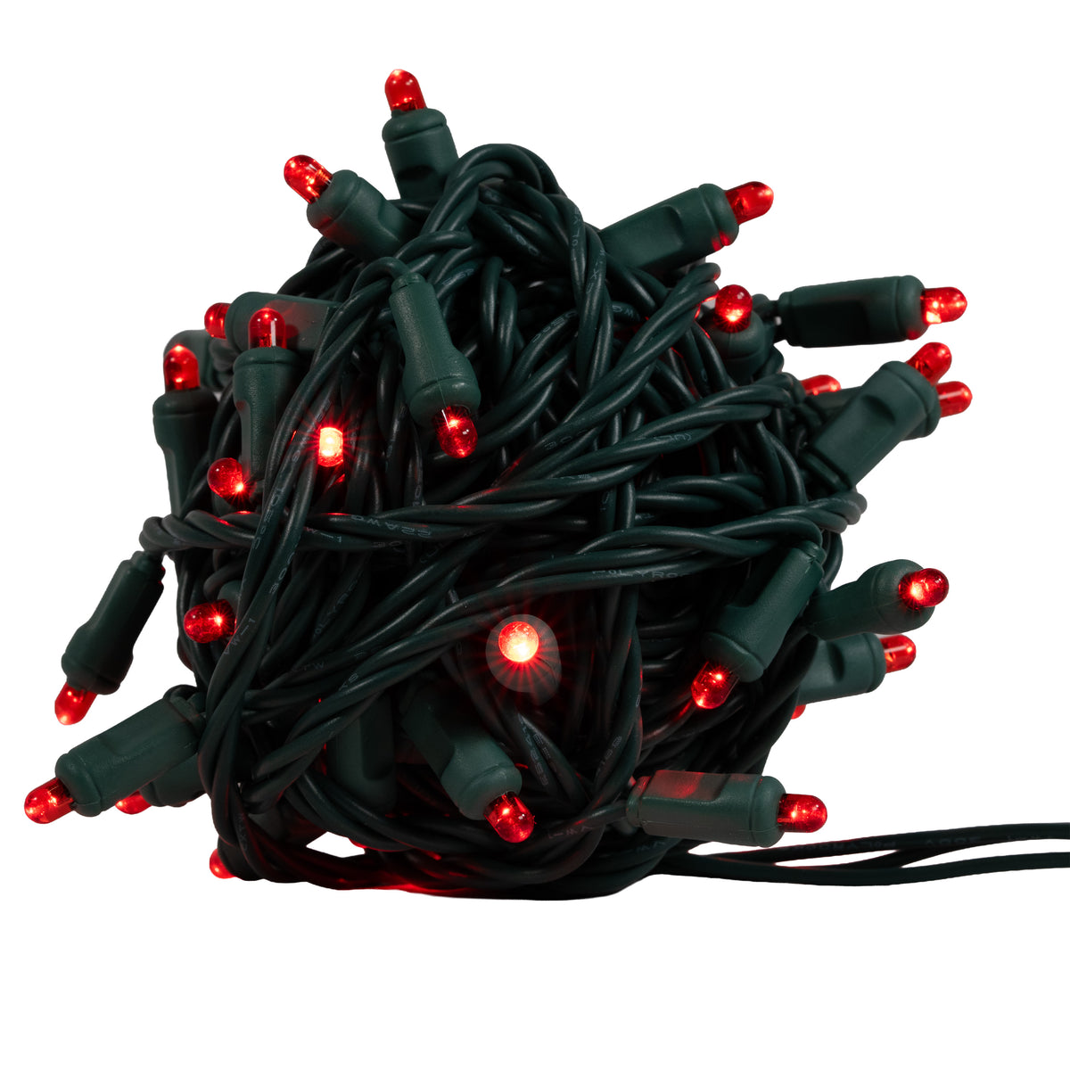 5MM Convex 50L Lights - 6" Spacing - Green Cord (Balled)