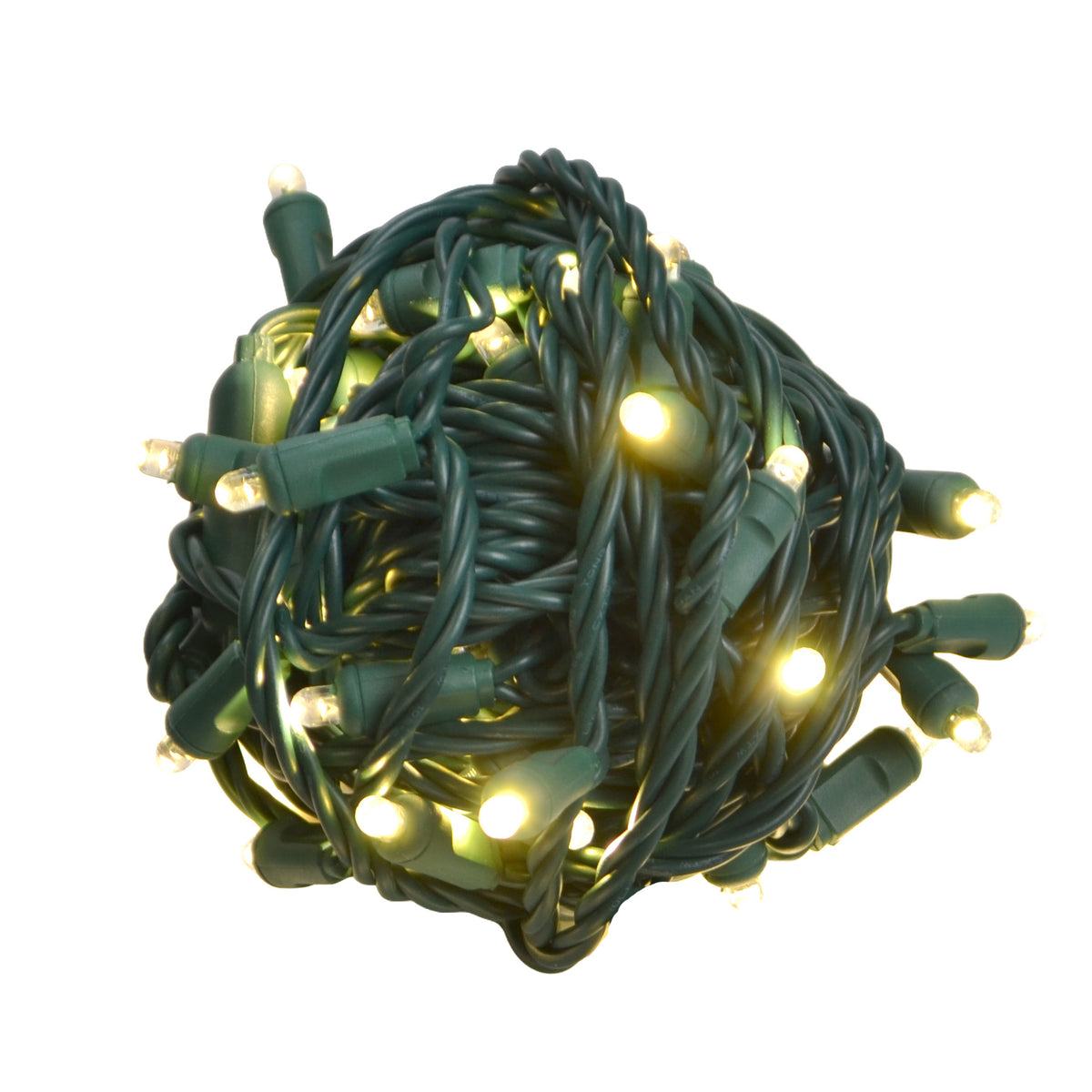 5MM Convex 50L Lights - 6" Spacing - Green Cord (Balled)