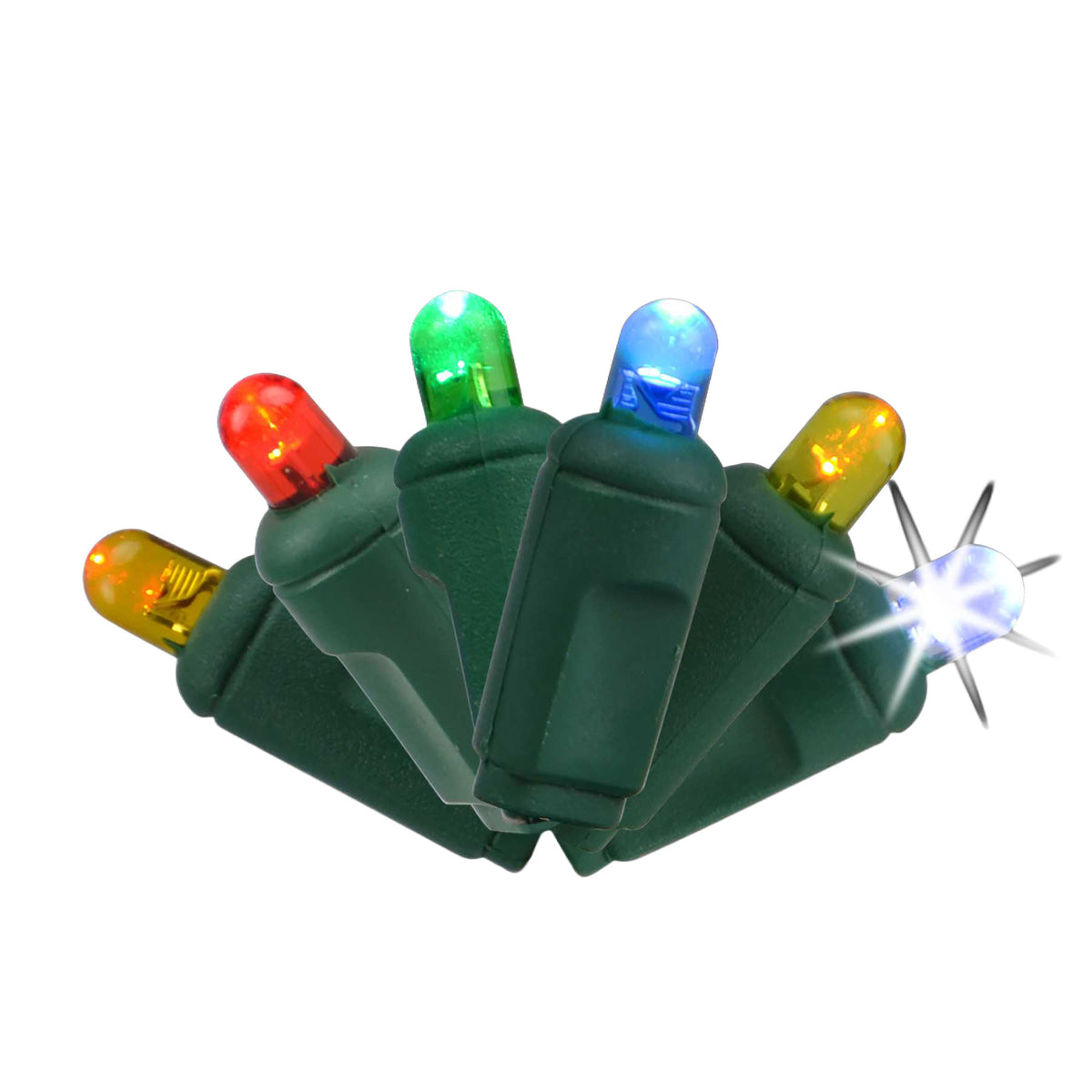 5MM Convex 50L Lights - 6" Spacing - Green Cord (Balled)