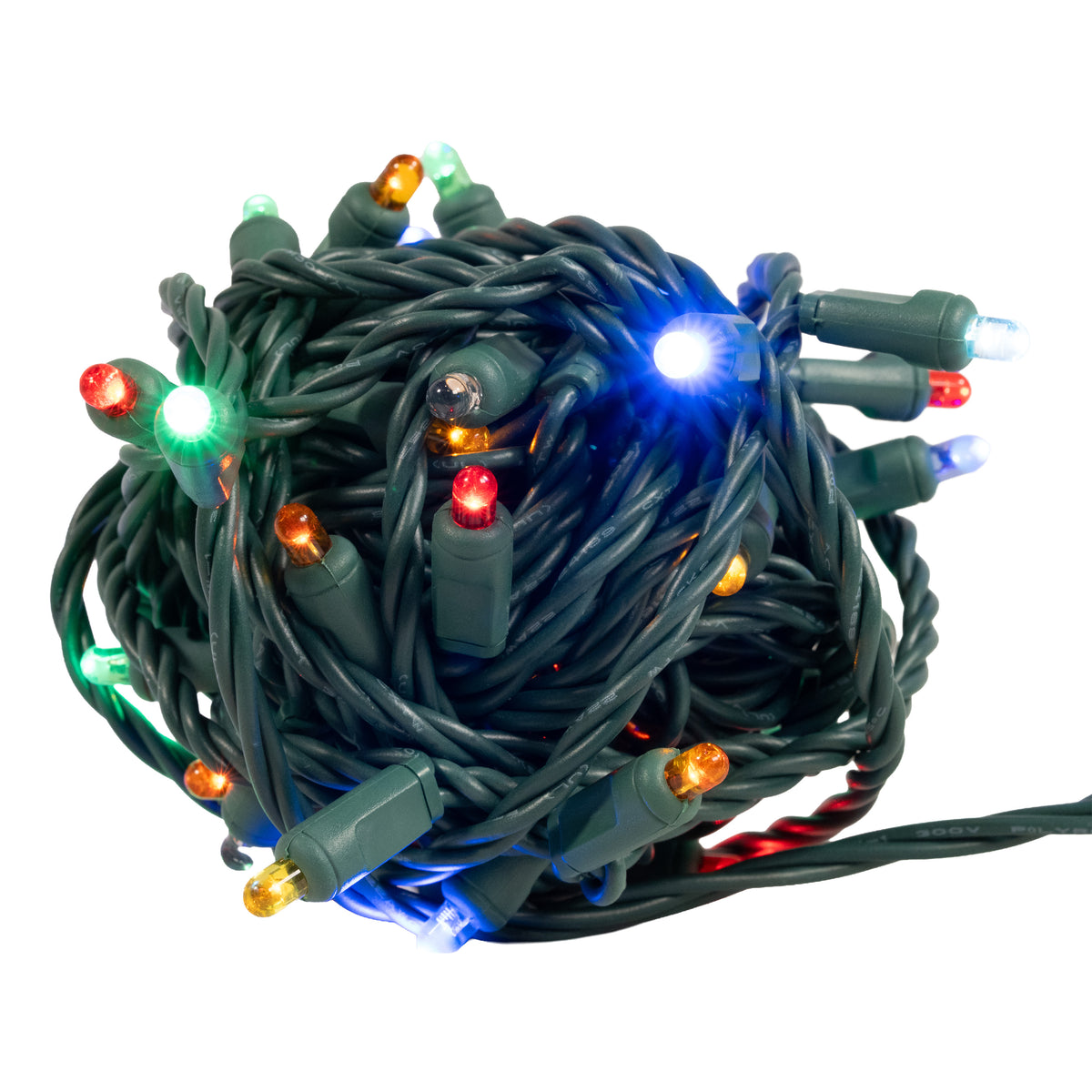5MM Convex 50L Lights - 6" Spacing - Green Cord (Balled)